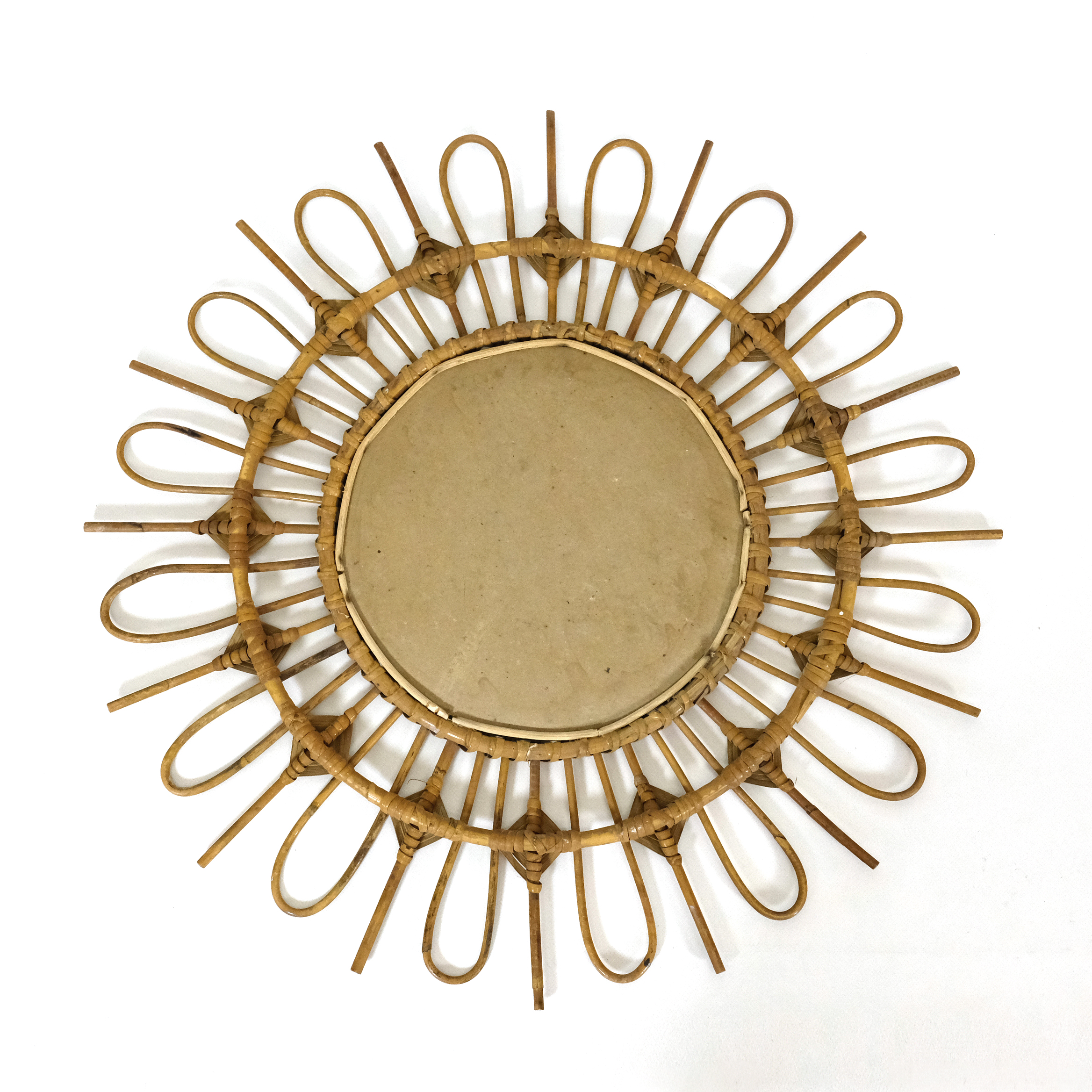 Sun shaped rattan mirror