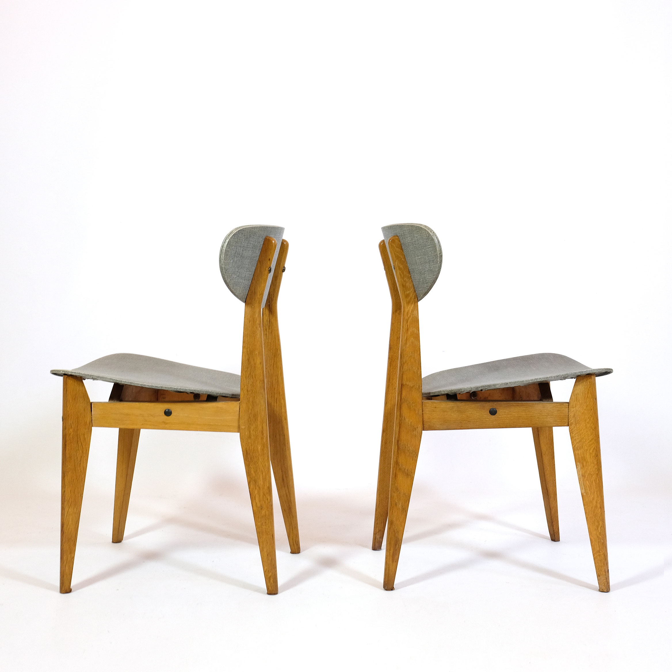 Roger Landault, pair of chairs, Sentou, France, 1950's.