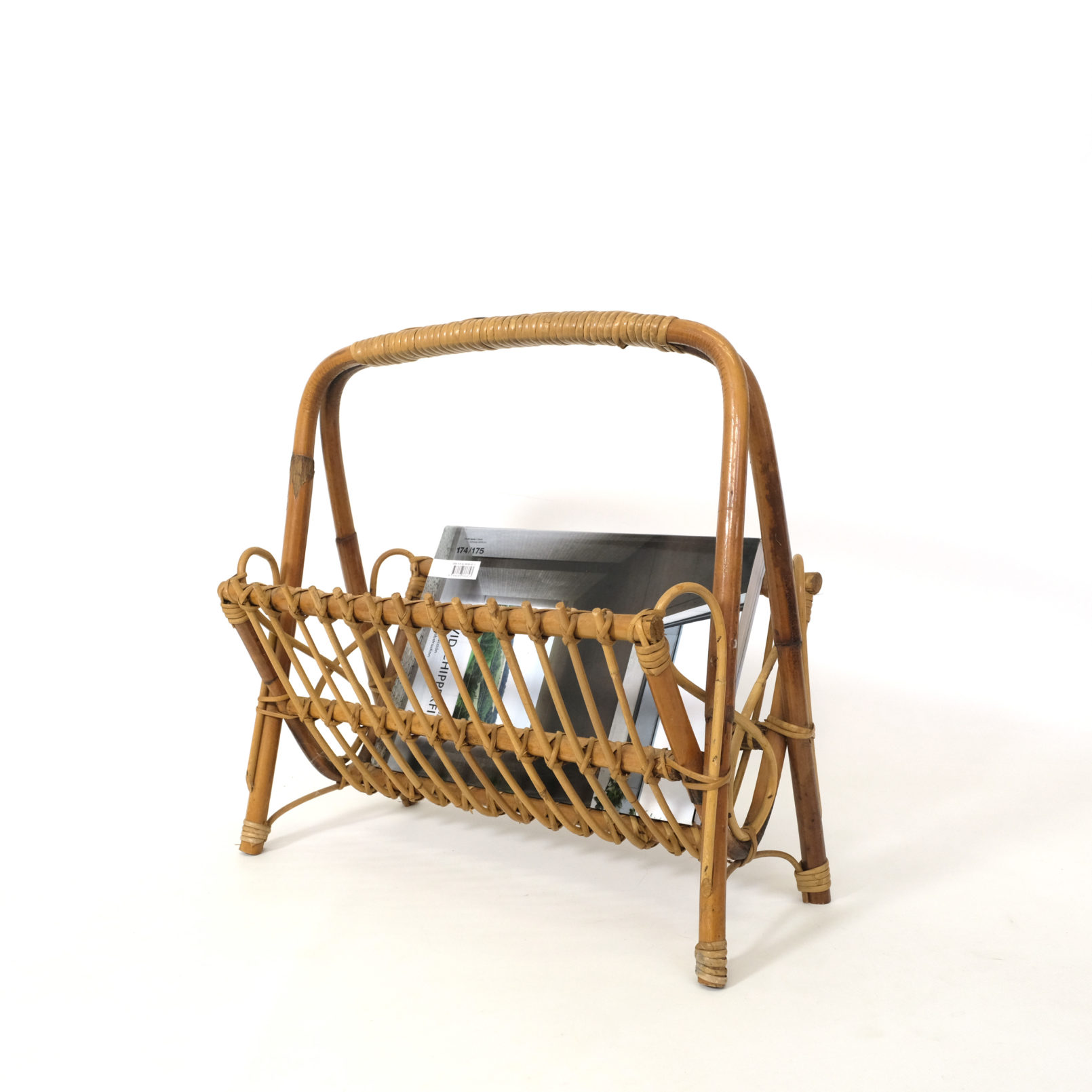 French rattan magazine rack, 1960s.