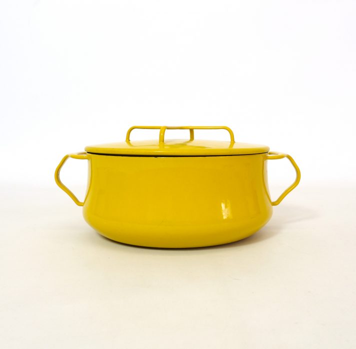Mid century Kobenstyle Dansk yellow cooking pot from the sixties.