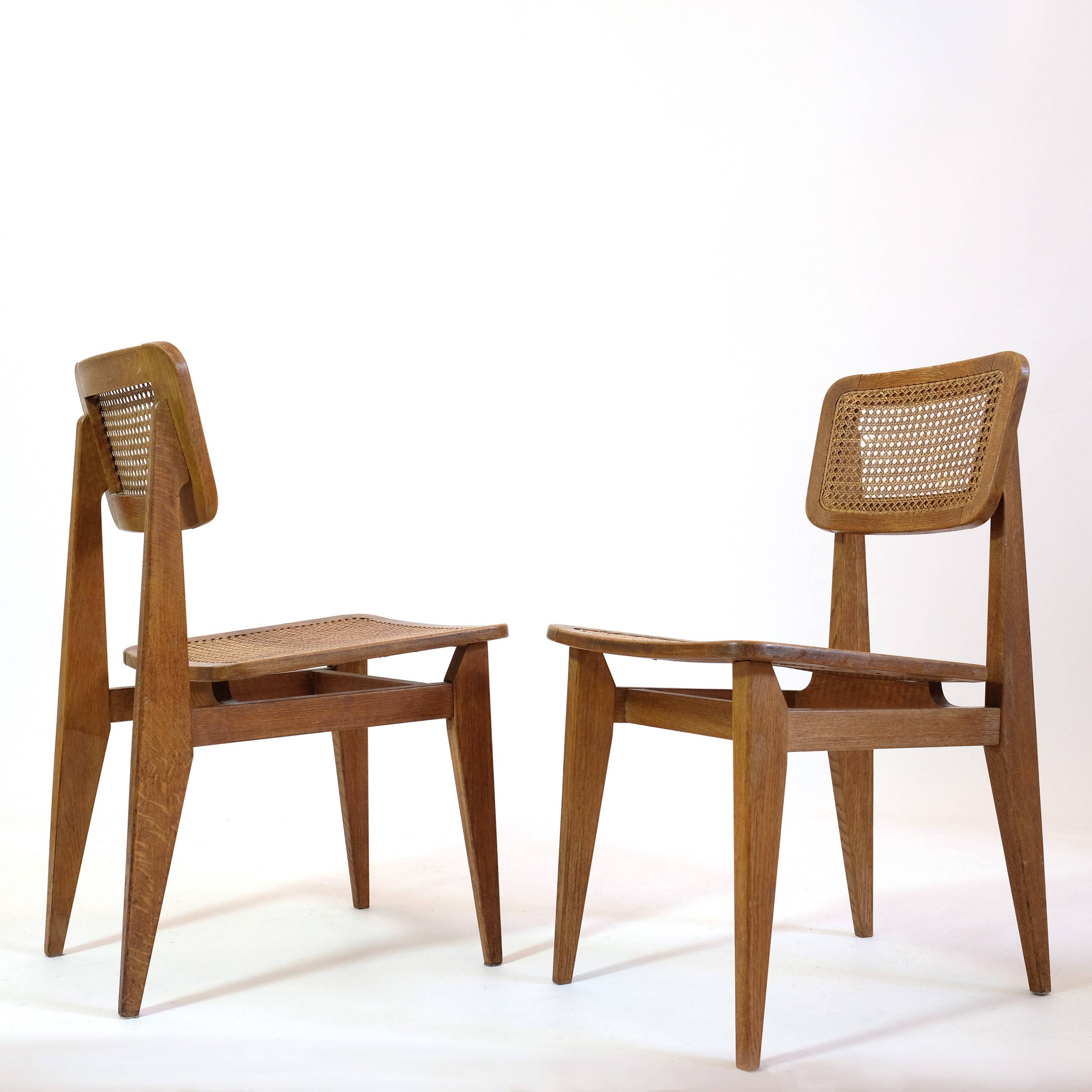 Marcel Gascoin, pair of C cane chairs, ARHEC,1950's.