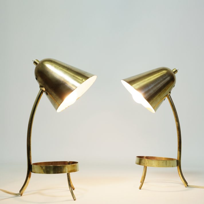 Pair of brass lamps, France, 1950s.