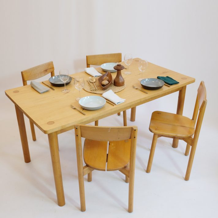 Table and 4 chairs by Pierre Gautier Delaye, 1950s.