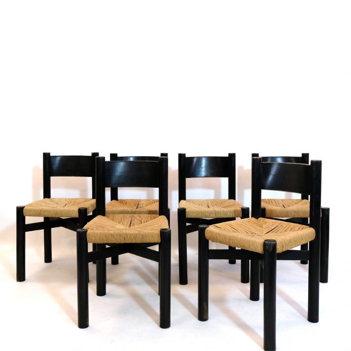 Set of 6 Meribel chairs by Charlotte Perriand, 1960s.