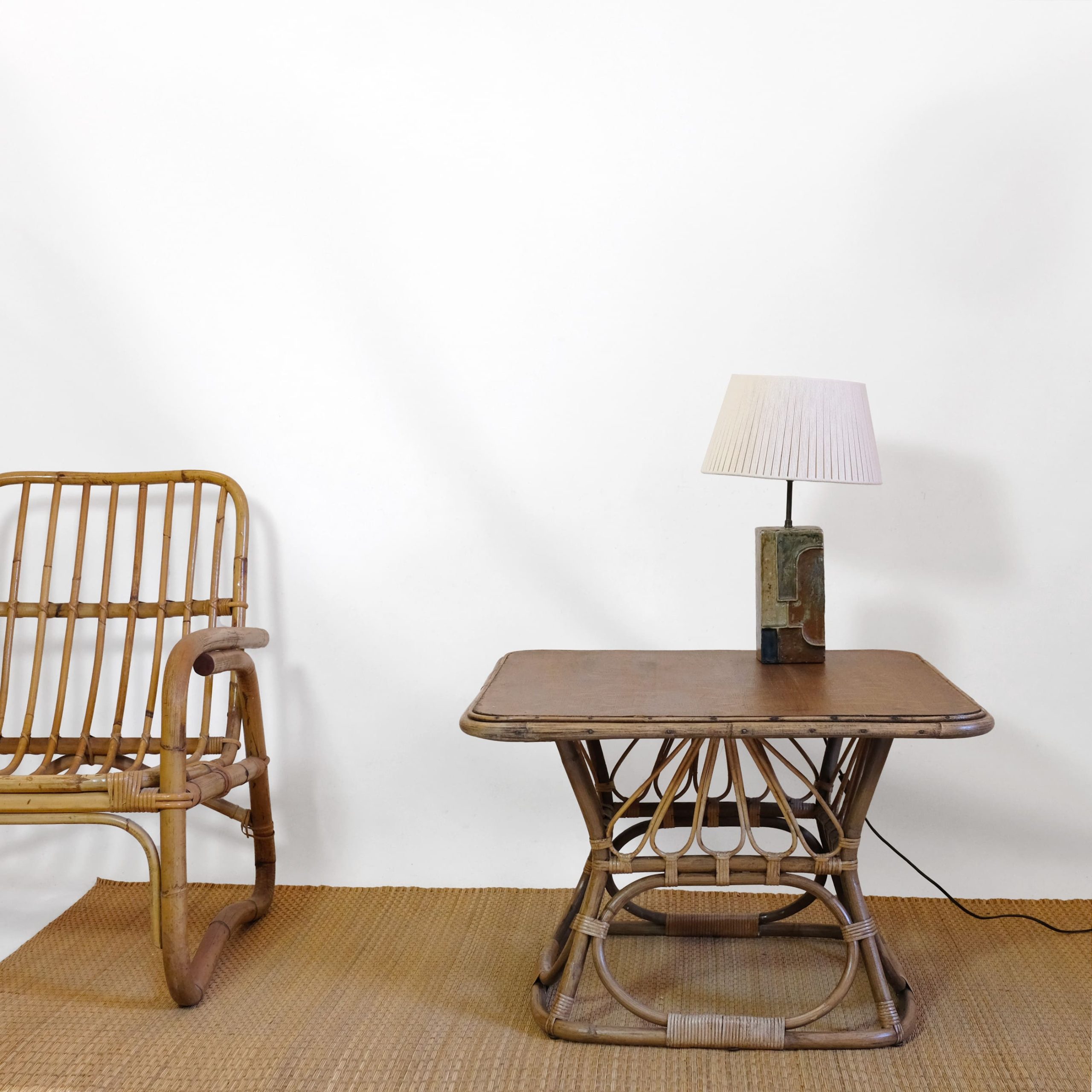 Rattan coffee table from the 1960s.