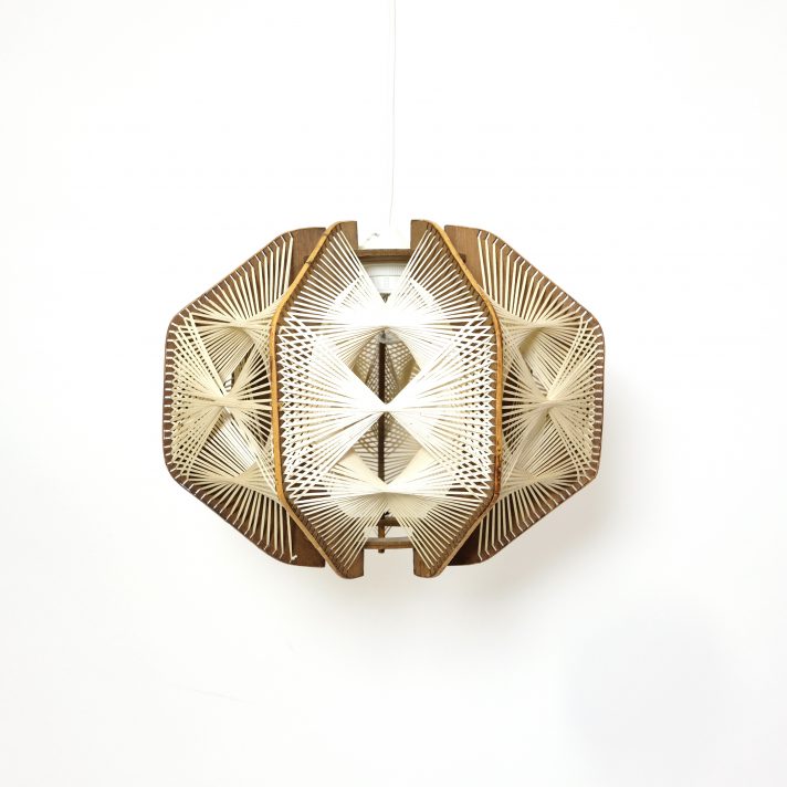 French wood and string pendant, 1960’s.