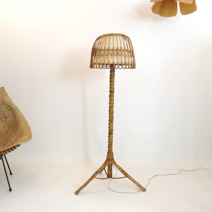 French rattan floor lamp from the 1950s.