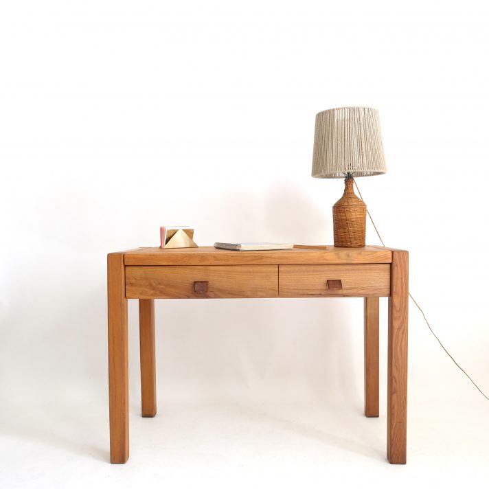 Maison Regain, solid elm desk from the 1960s-1970s.