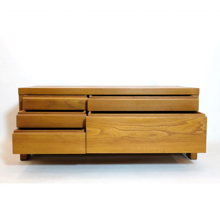 Pierre Chapo, solid elm R14A chest of drawers, circa 1980.
