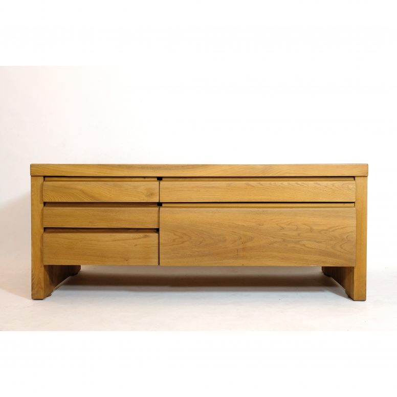 Pierre Chapo, solid elm R14A chest of drawers, 1976.