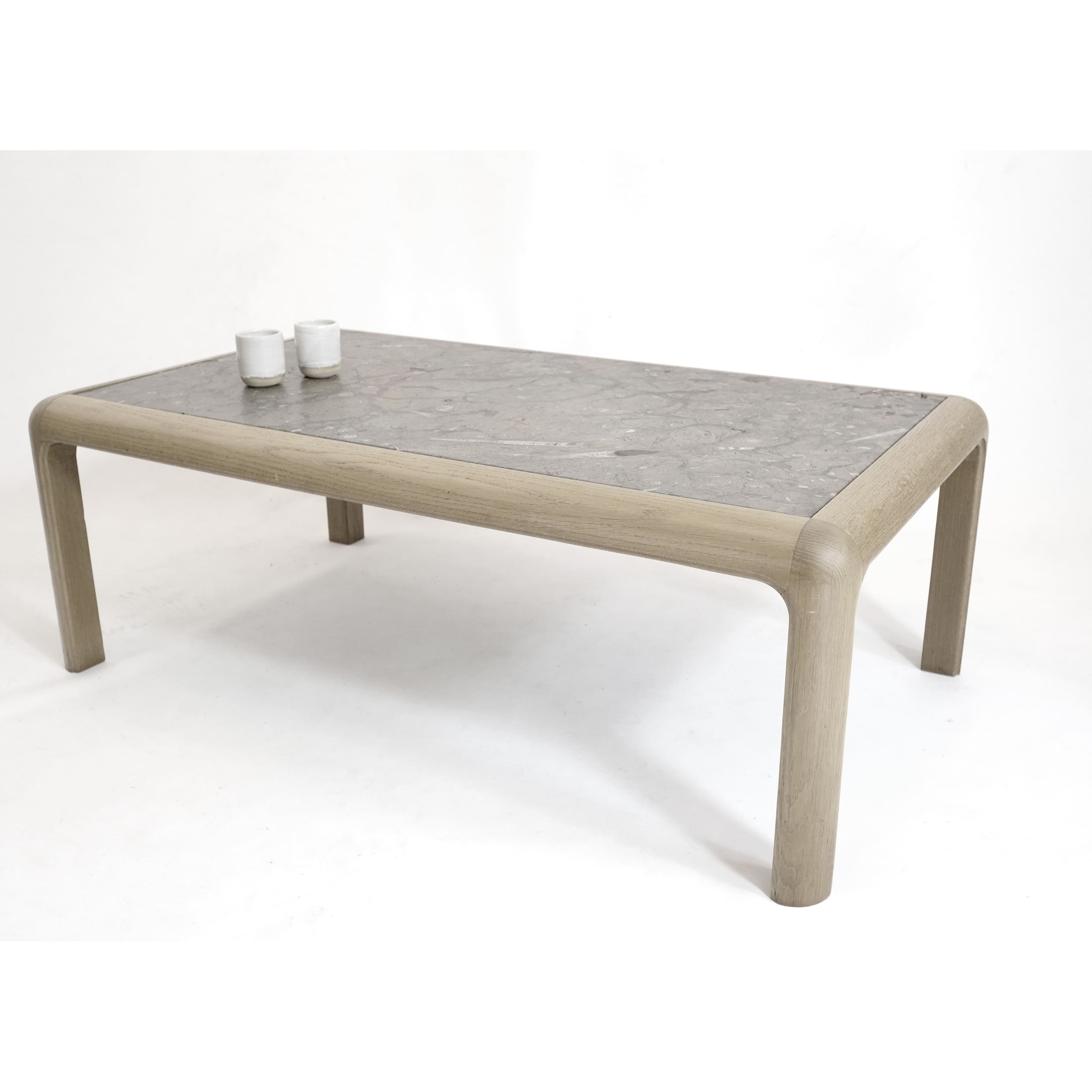Heinz Lilienthal, table basse en pierre fossile, 1980s.