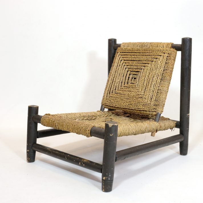 Low chair, wood and rope, France, 1950s, n°1.