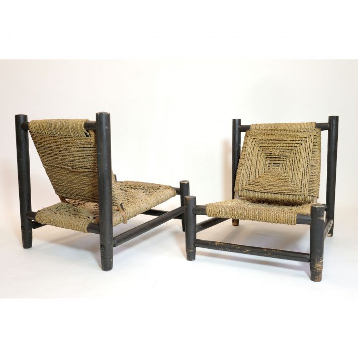 Low chair, wood and rope, France, 1950s, n°2.