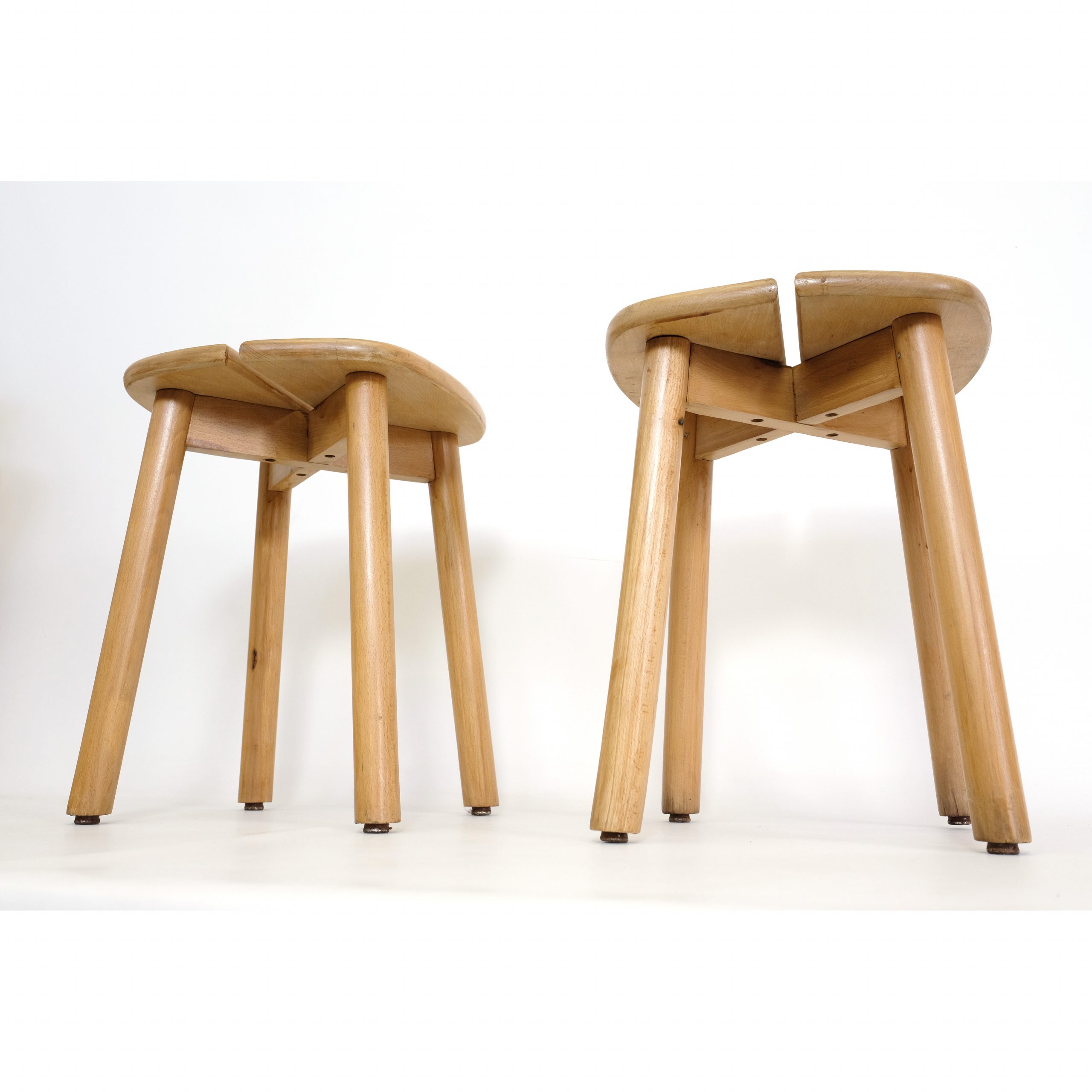Pierre Gautier Delaye, a pair of coffee bean stools, 1960s 