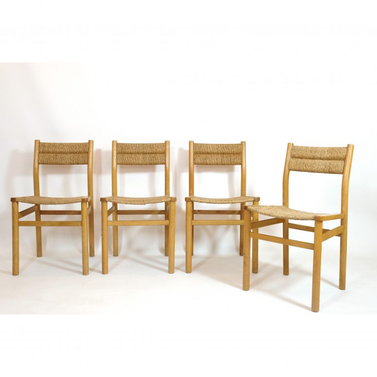 Pierre Gautier Delaye, set of 4 Week-End chairs, 1960s.