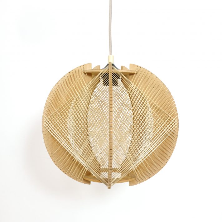 Wood and string pendant from the 1960s-1970s.
