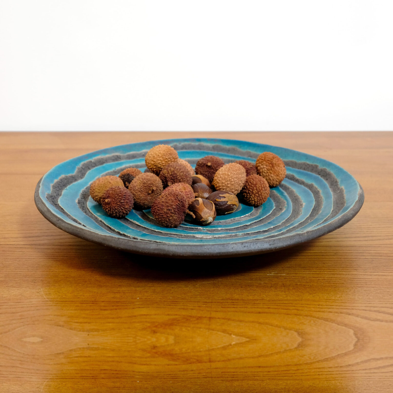 Black and blue lava stone dish, Santorini.