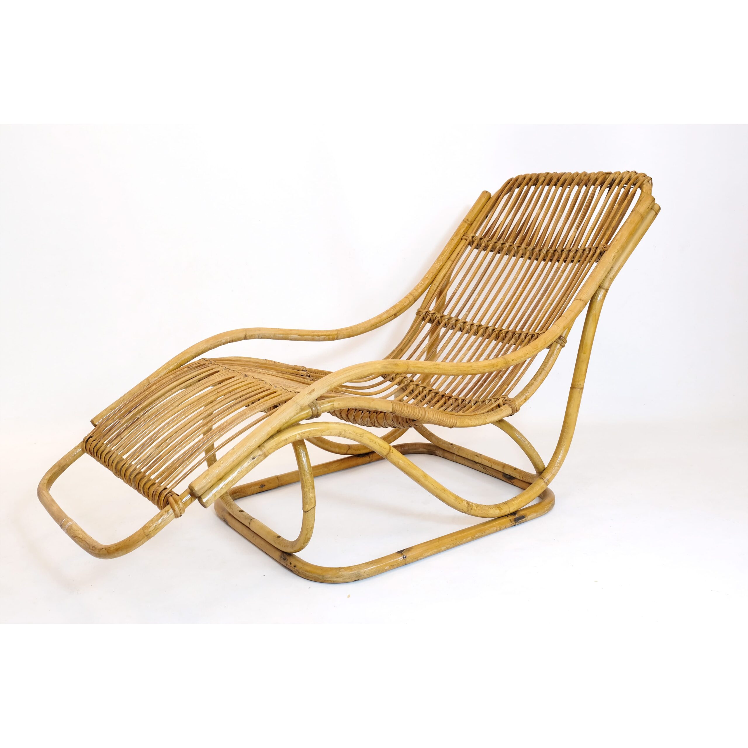 Chaise longue en rotin, Italie, années 60.