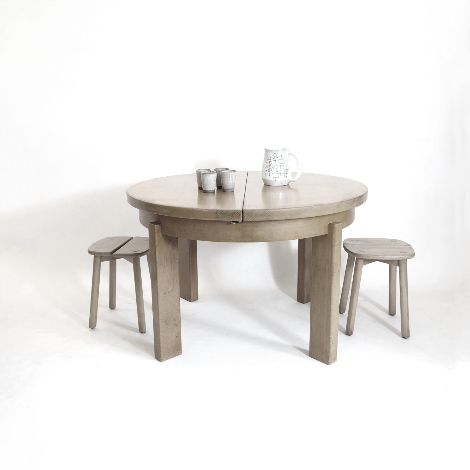 Maison Regain, dining table with an extending leaf, 1970s.