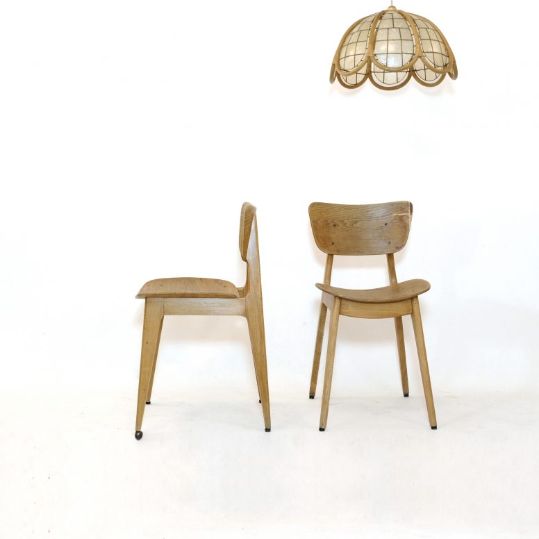 Roger Landault, pair of 6157 chairs from the fifties.