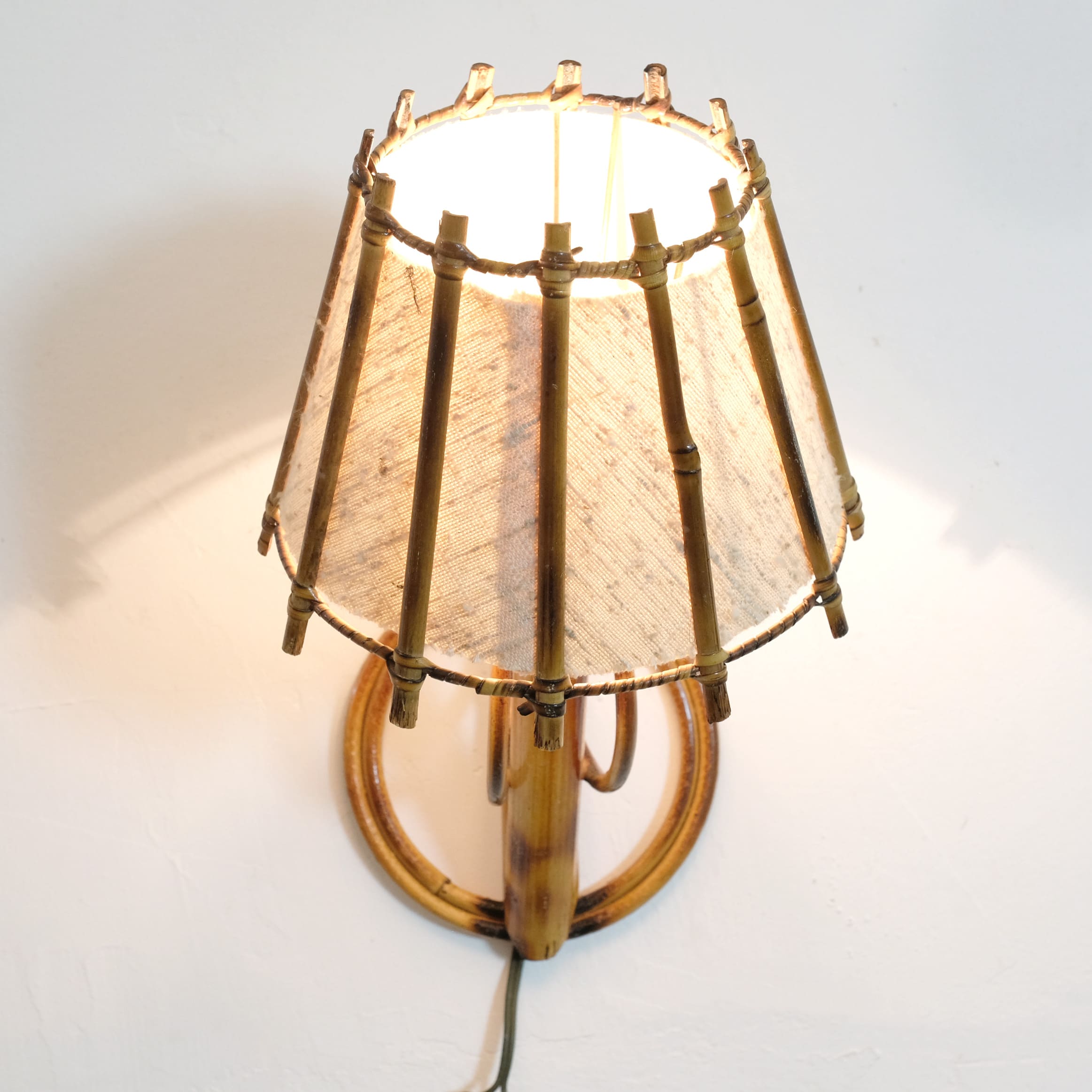 French rattan wall lamp from the fifties.
