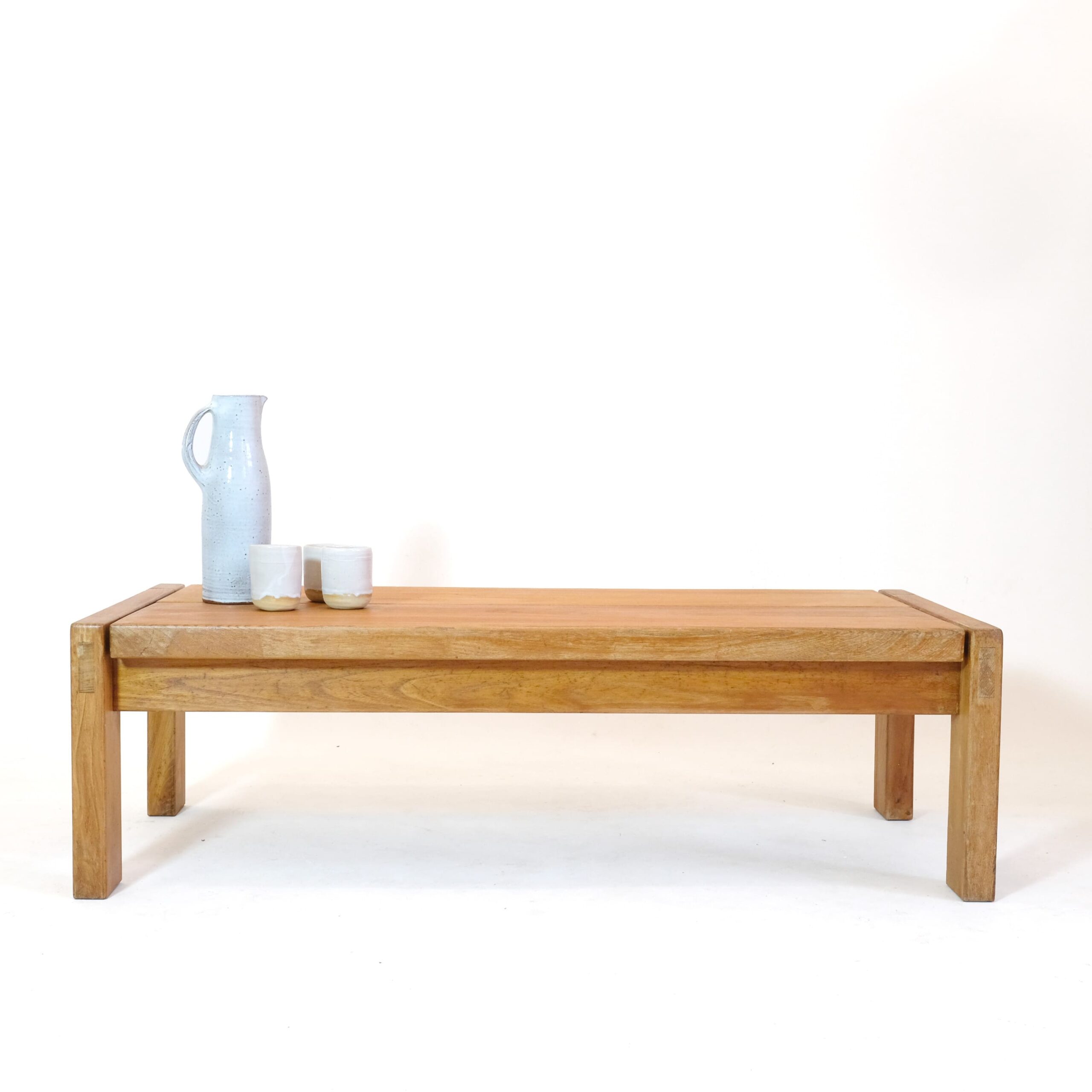 Maison Regain, elm coffee table, 1980s.