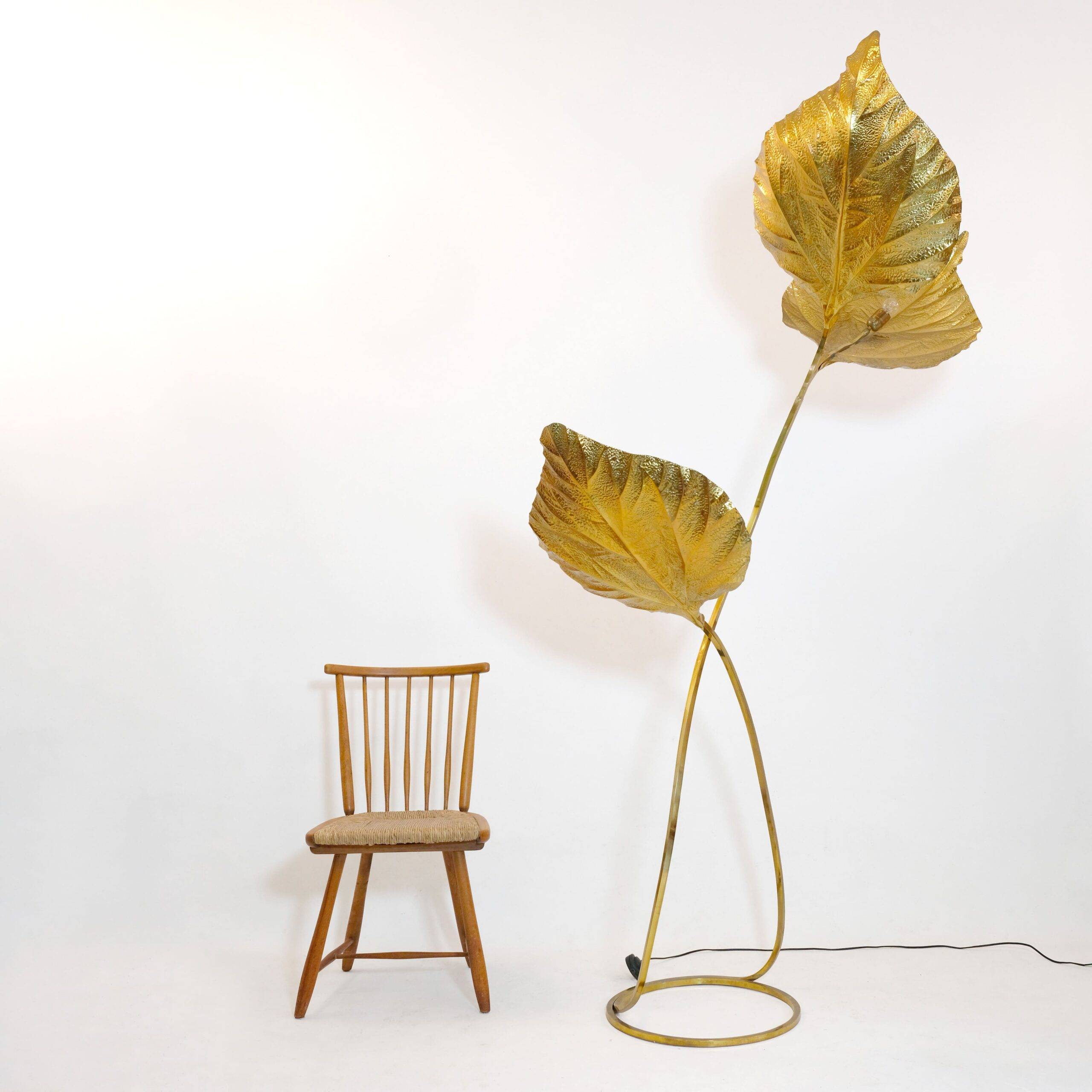 Tommaso Barbi, large brass floor lamp from the seventies.