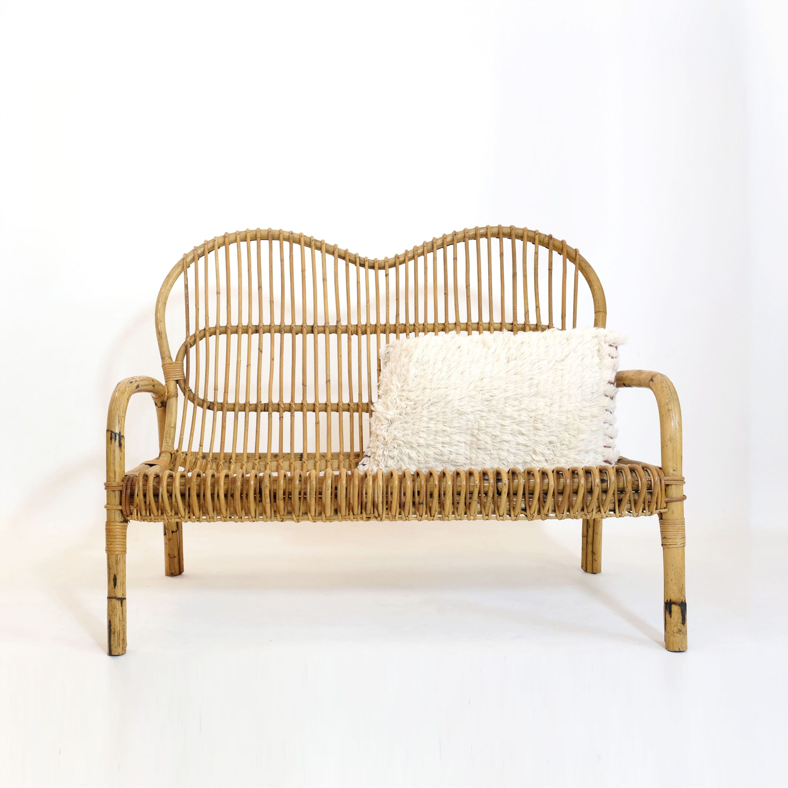 Two seater Italian rattan sofa, 1960s.