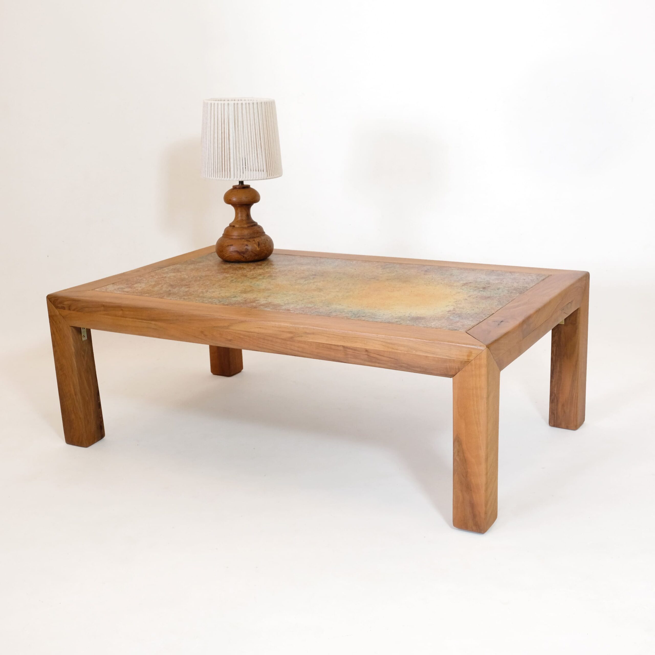 Bernard Buffat, table basse avec plateau en céramique, 1970s.