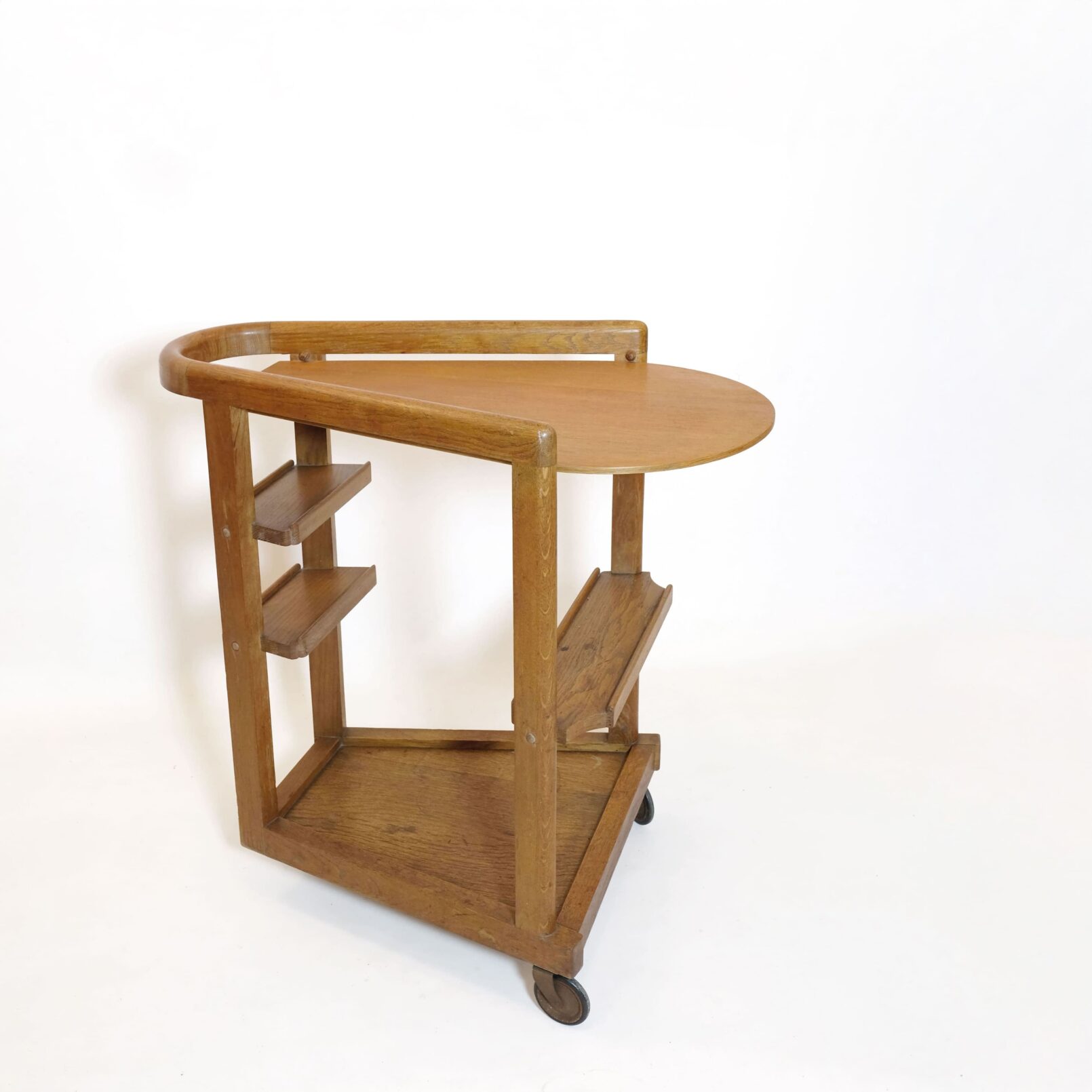 Guillerme & Chambron, serving trolley with removable tray, 1960s.