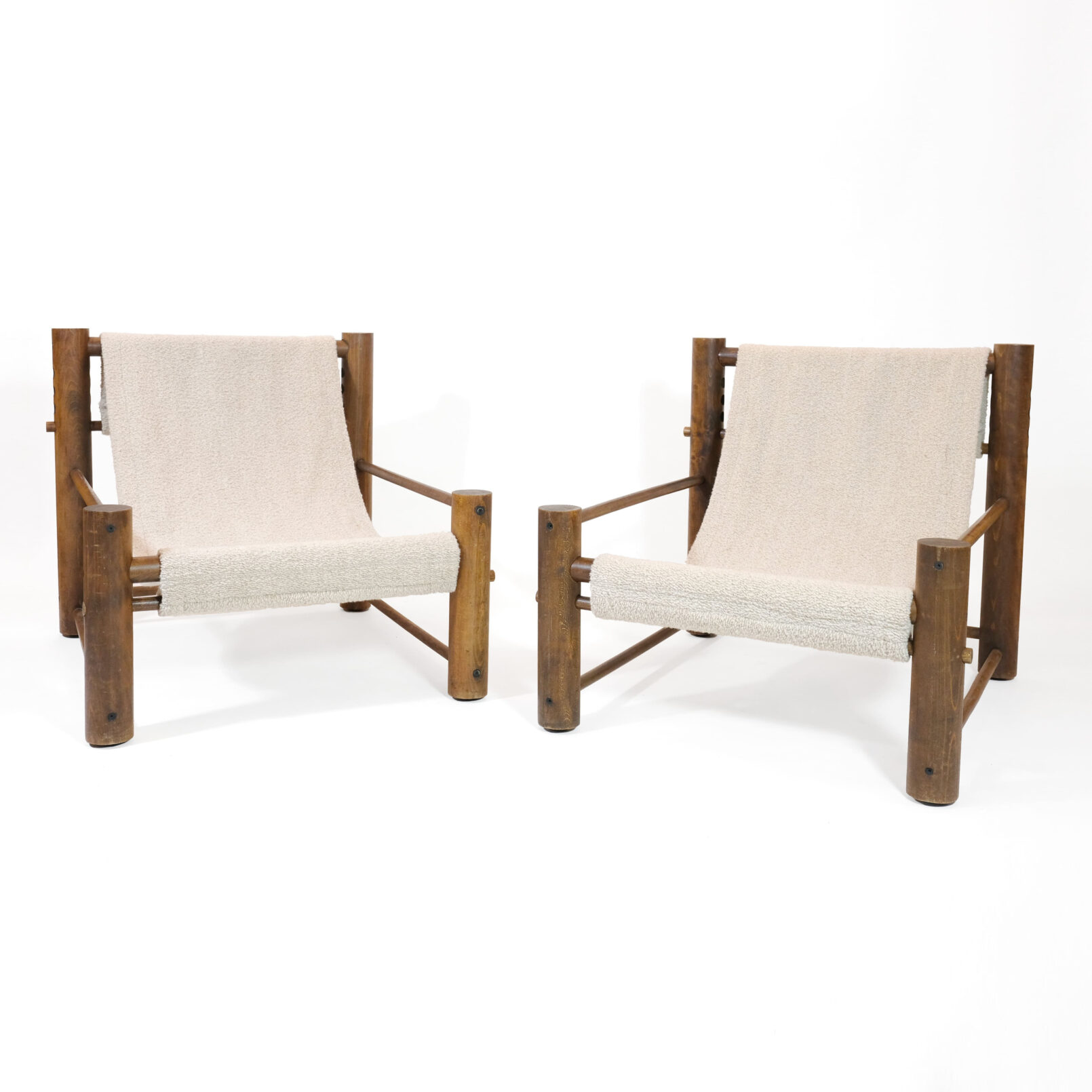 Solid wood lounge chair with an adjustable seat.