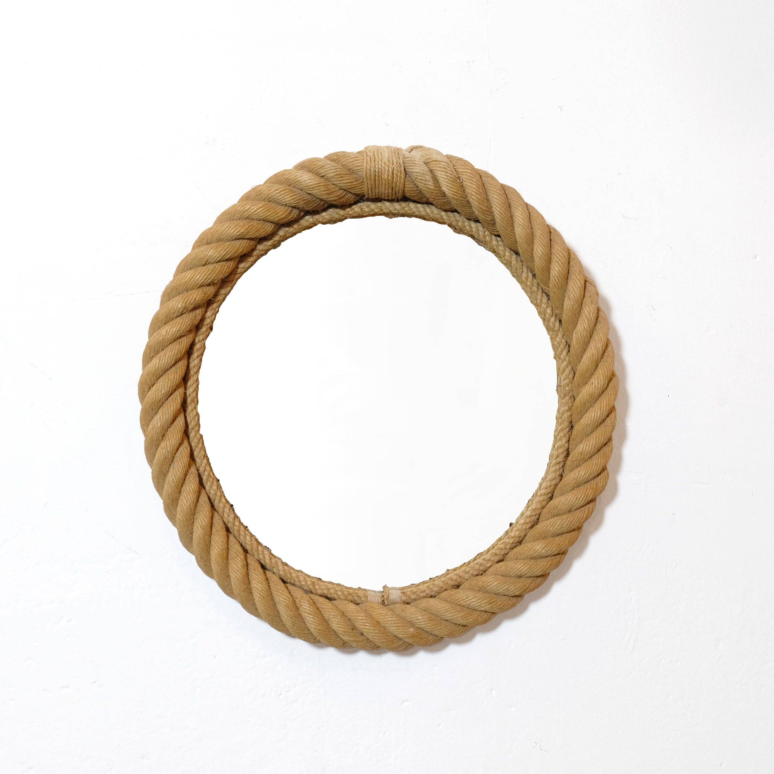 Miroir rond avec un cadre en corde, 35 cm.