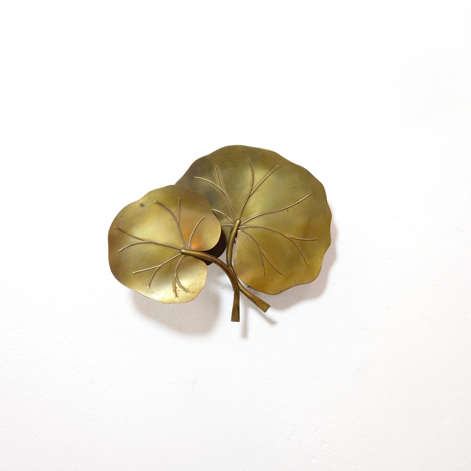 Maison Florart, golden lotus wall light, 1970s
