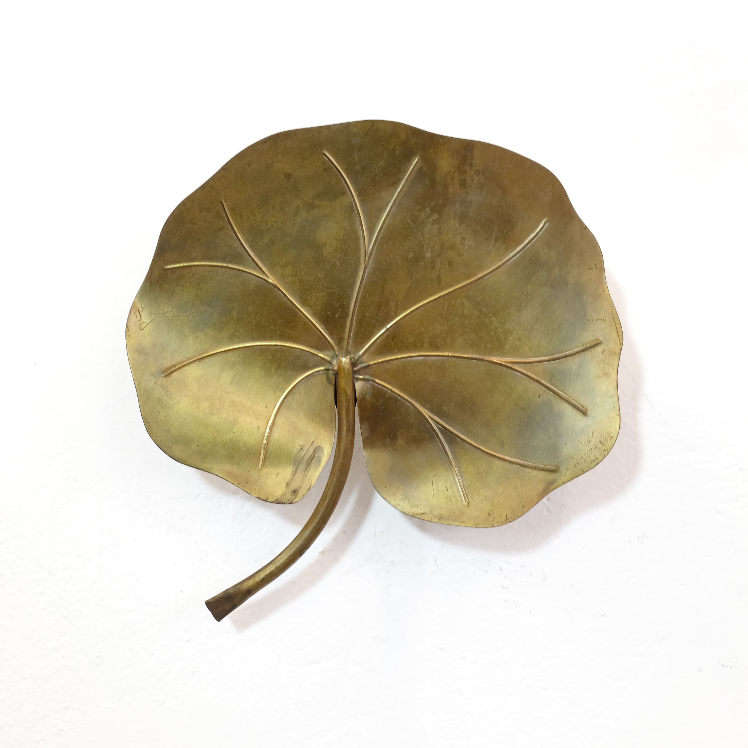 Maison Florart, golden lotus wall light, 1970s.