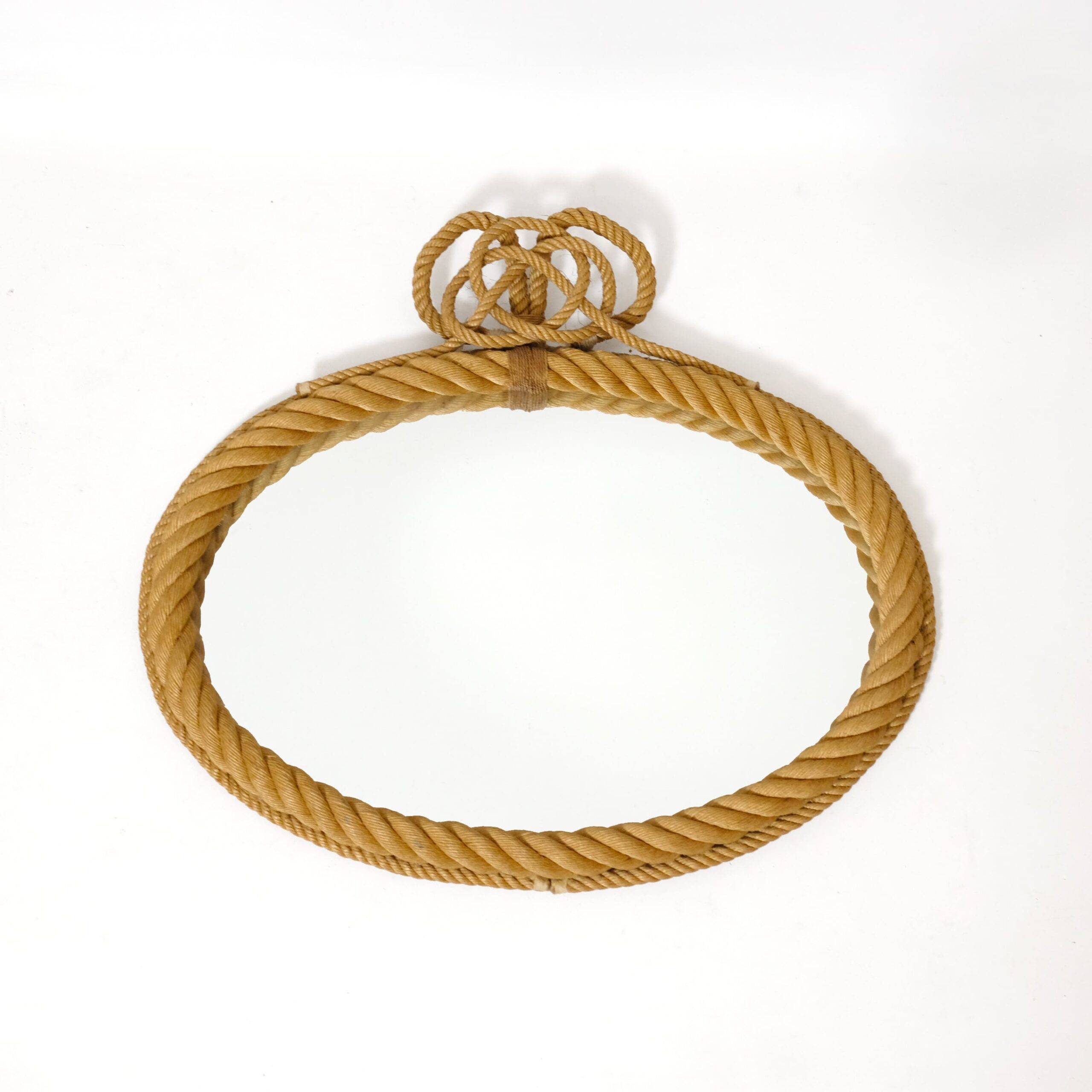 Large oval rope mirror with crest, 64 cm x 56.5 cm