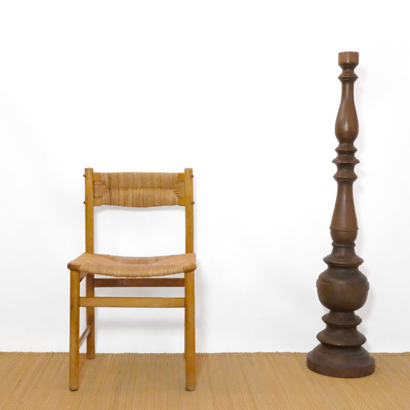 Rush-seat chair, French work from the 1960s.